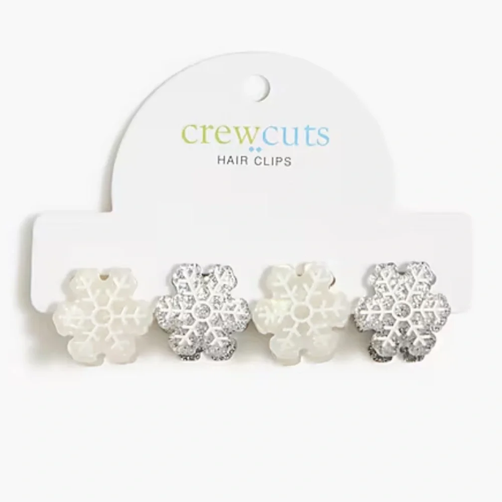 J Crew / CrewCuts mini snowflake hair clips set-of-four NWT